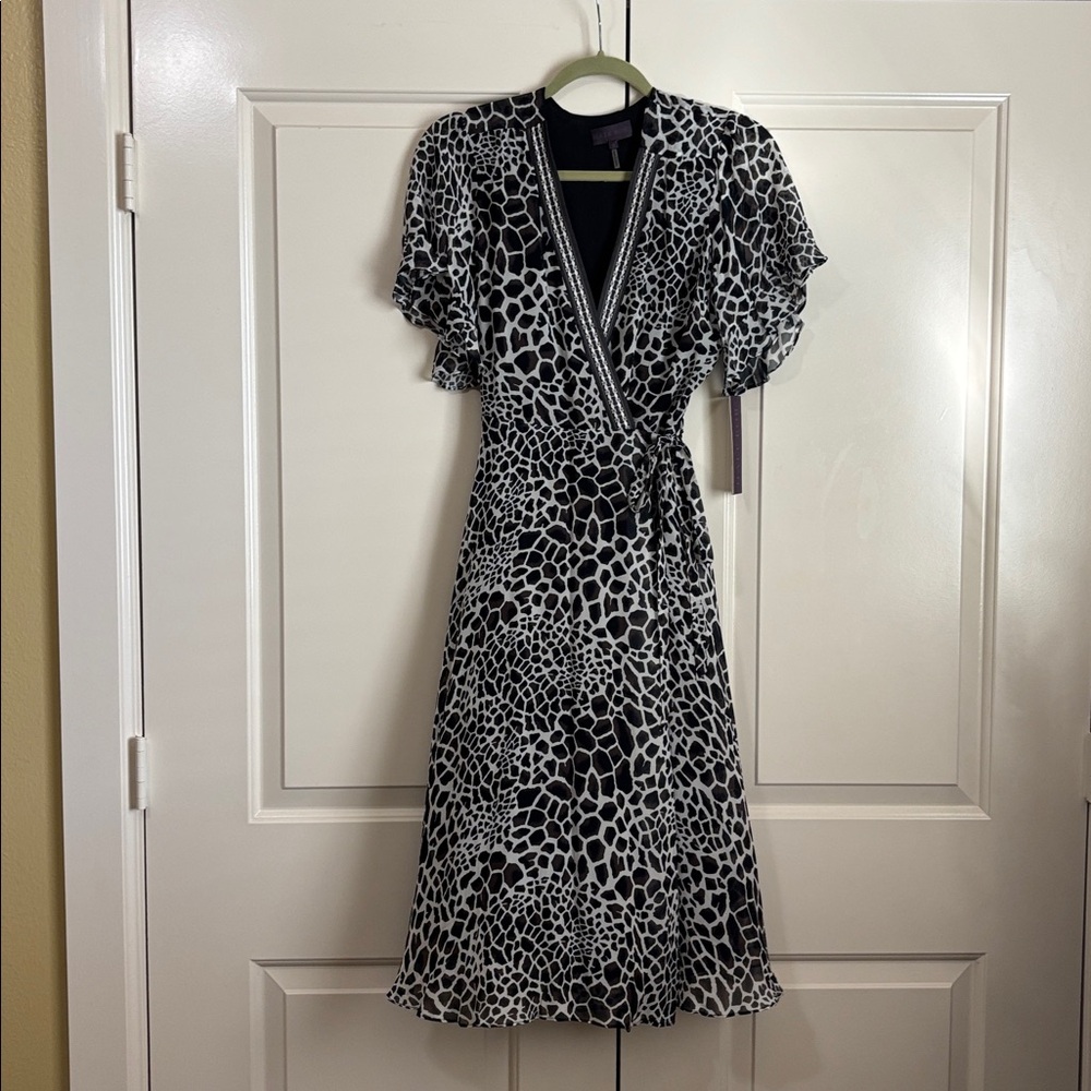 Hale Bob Flowy Animal Print Wrap Dress